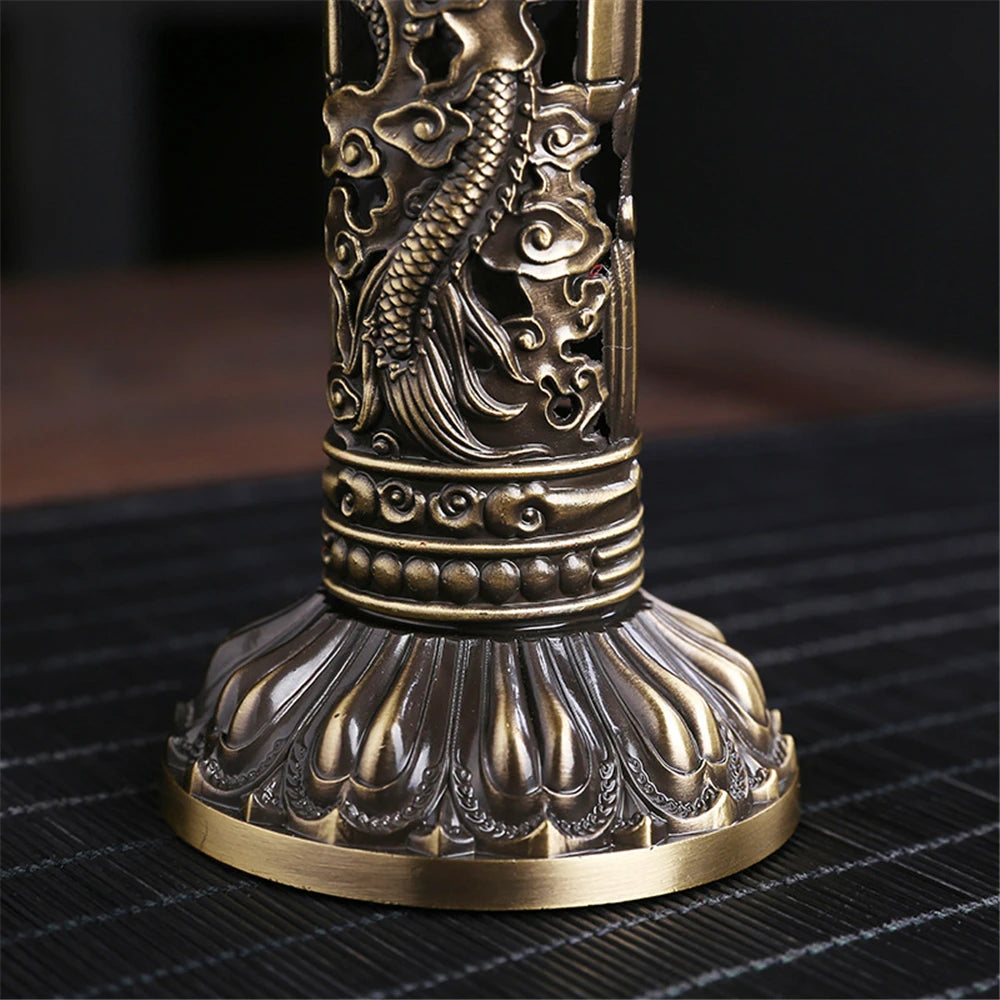 Archaize Vertical Incense Burner Buddha Heart Sutra Dragon