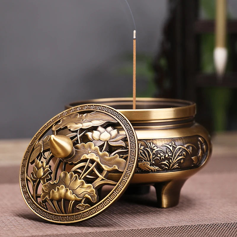 Brass copper incense burner indoor large tray