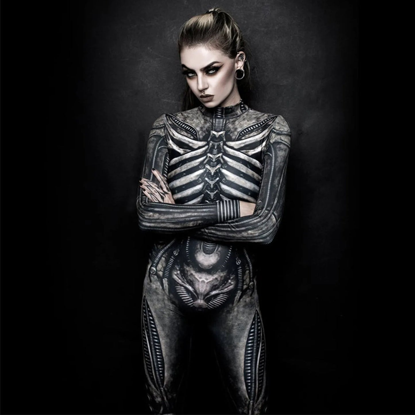 Horror Skeleton Bone Cosplay Bodysuit Halloween